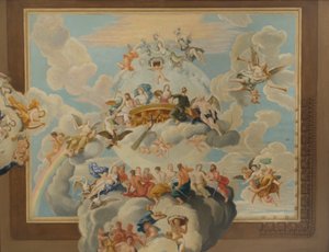 Het Plafond van de Koningstrap, Hampton Court Palace door William Herbert Hampton