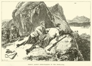 Prins Albert op hertenjacht in de Hooglanden door William Heysham (after) Overend