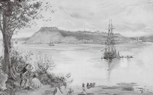 Uitzicht op de stad en het fort van Quebec, AD 1759 door William Heysham (after) Overend