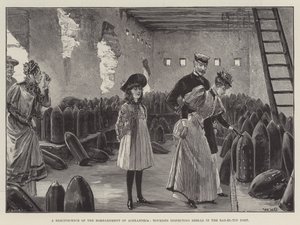 Een Herinnering aan het Bombardement van Alexandrië, Toeristen inspecteren Granaten in het Ras-el-Tin Fort door William Heysham Overend