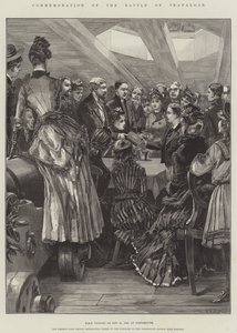 Herdenking van de Slag bij Trafalgar, HMS Victory op 21 oktober 1886, in Portsmouth door William Heysham Overend