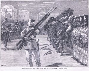 Ontwapening van de 26e in Barrackpore 1857 AD