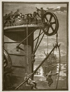 Moderne Wetenschap: Het oppakken van een telegraafkabel op zee, gegraveerd door W.J. Palmer