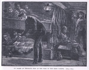 Aan boord van een emigrantenschip ten tijde van de Ierse hongersnood door William Heysham Overend