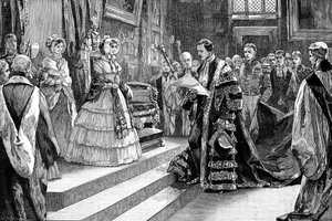 Presentatie aan de koningin, ca. 1850s, 1900 door William Heysham Overend