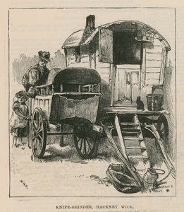 Schetsen van zigeunerleven; messenslijper, Hackney Wick