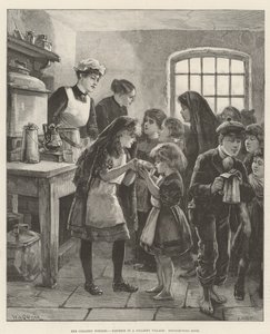 De stakingen in de mijnen, nood in een mijnwerkersdorp, soepuitdeling door William Heysham Overend