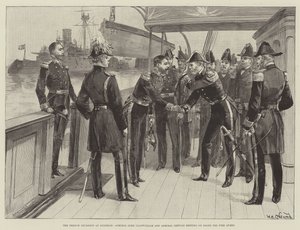Het Franse squadron bij Spithead, admiraal Lord Clanwilliam en admiraal Gervais ontmoeten elkaar aan boord van de Fire Queen