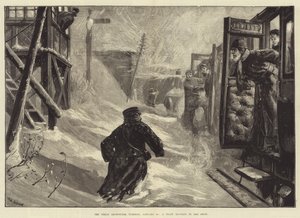 De grote sneeuwstorm, dinsdag 18 januari, een trein geblokkeerd in de sneeuw