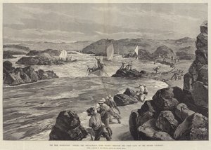 De Nijl Expeditie, het slepen van de Walvisboten met troepen door de Eerste Poort van de Tweede Cataract door William Heysham Overend