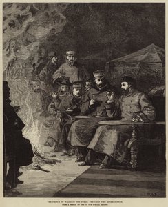 De Prins van Wales in de Terai, het kampvuur na het diner