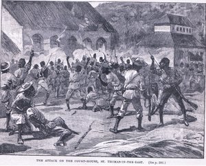 De aanval op het gerechtsgebouw, St. Thomas in het Oosten, Jamaica