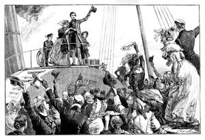 De koningin verlaat Kingstown, koninklijk bezoek aan Ierland, ca. 1849, 1888 door William Heysham Overend
