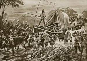 Zoeloeoorlog: de Etshowe-hulptroep steekt een stroom over, april 1879