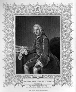 Portret van William Pitt, 1e Graaf van Chatham, gegraveerd door William Holl de Jongere (1807-71)
