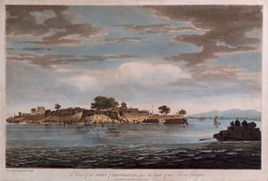 Gezicht op het fort van Mongheer, aan de oevers van de Ganges door William Hodges