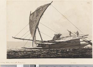 Een grote zeilkano van de Vriendelijke Eilanden