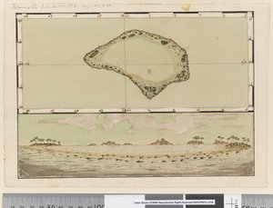 Pagina 25b/a Kaart en profiel van Palmerston Island door William Hodges