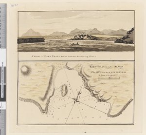 Kaart van Port Praya op het eiland St Jago, Kaapverdische Eilanden door William Hodges