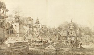 Uitzicht op een deel van de stad Benares, c.1781 door William Hodges