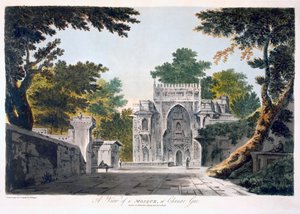 Uitzicht op een moskee in Chunar Gur, 1786 (aquatint)