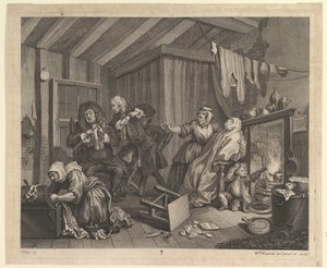 Een hoerenloopbaan, Plaat 5, april 1732 door William Hogarth