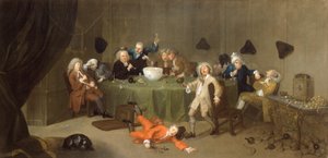 Een moderne middernachtelijke conversatie, c.1732 door William Hogarth