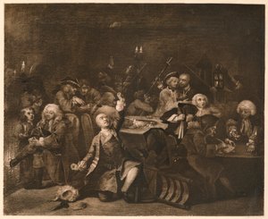 Een Rakes Vooruitgang - 6: Het Speelhuis, 1733 door William Hogarth