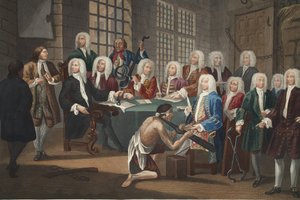 Bambridge berecht voor moord door een commissie van het Lagerhuis, illustratie uit 