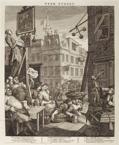 Bierstraat door William Hogarth