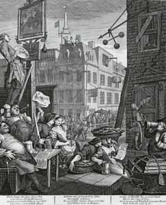 Beer Street, Londen, gravure door William Hogarth, Verenigd Koninkrijk door William Hogarth