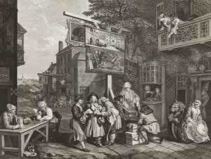 Vier prenten van een verkiezing. Blad 2: Stemmenwerving. 1757 door William Hogarth