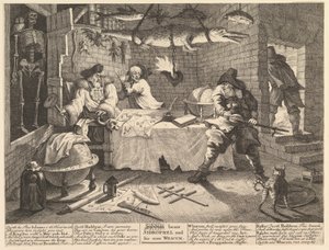 Hudibras slaat Sidrophel en zijn man Whacum door William Hogarth