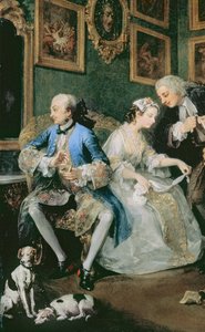 Marriage a la Mode: I - De Huwelijksregeling, ca.1743 (detail) door William Hogarth