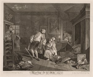 Huwelijk à la Mode: De Dood van de Graaf door William Hogarth