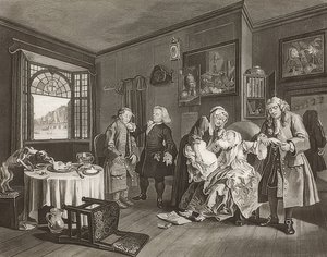 Marriage à la Mode / Huwelijk naar de Mode. Blad 6: De dood van de gravin. 1745