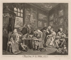 Huwelijk à la Mode: Het Contract, 1745 door William Hogarth