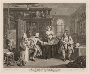 Huwelijk à la Mode: De Scene met de Kwakzalver door William Hogarth