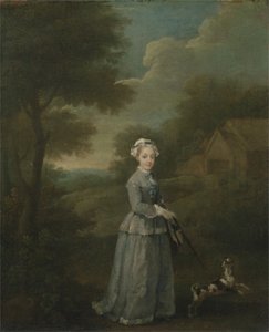 Miss Wood met haar hond, c.1730