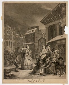 Ochtend, plaat één uit De vier tijden van de dag door William Hogarth