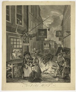 Nacht, plaat vier uit De Vier Tijden van de Dag door William Hogarth