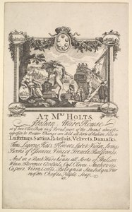 Winkelkaart voor Mrs. Holts Italiaanse magazijn, 1720-72