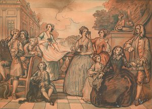 Schets voor The Jones Family Conversation Piece, 1730 door William Hogarth