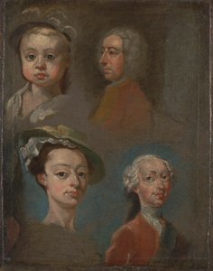 Studies van hoofden door William Hogarth
