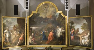 Het Altaarstuk van St Mary Redcliffe (drieluik) door William Hogarth