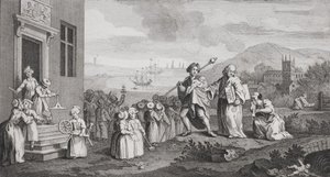 De vondelingen, gegraveerd door F. Morellon La Cave door William Hogarth