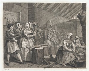 De hoer ondergebracht in Bridewell, ontworpen 1732, gedrukt 1744