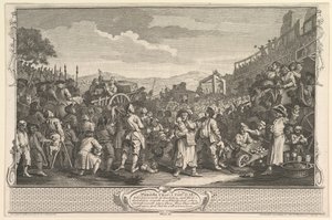 De Luie Leerling Geëxecuteerd in Tyburn Industrie en Luiheid, plaat 11, 30 september 1747 door William Hogarth
