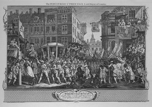 De ijverige leerling burgemeester van Londen - Plaat 12 uit Industrie en ijver, 1747