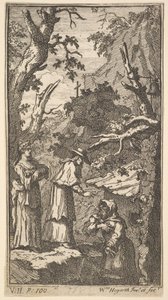 De Nieuwe Metamorfose, Plaat 7: De Kardinaal, een Kluizenaar en Donna Angela die Fantasio Vasthoudt, 1724